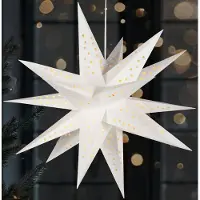Ed Brubaker Étoile de Noël 3D - 60 cm Étoile lumineuse - Fonctionne sur piles avec minuterie - Étoile LED pour décoration de fenêtre - Étoile en papier Noël, blanc