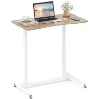 StarTech.com Bureau en forme de C - Table mobile pour ordinateur portable - Réglable en hauteur de 70 à 106 cm - Avec roulettes - Rectangulaire - Structure en bois - Kaki