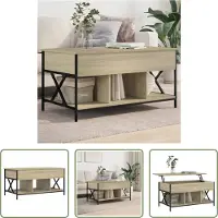 The Living Store Table basse Chêne Sonoma 100x55x50 cm Bois composite et métal