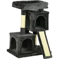Fortuna Arbre à chat Lai Sisal jusqu'à 30 kg Arbre à chat avec colonne en sisal Planche à griffer Peluche gris foncé pour chats actifs