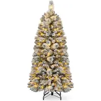 StarTech.com Sapin de Noël artificiel - Sapin de Noël pop-up - 150 cm - 130 LED blanc chaud - 378 pointes de branches - Vert