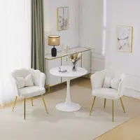 Flieks Chaise de salle à manger Chaise rembourrée (lot de 2), Chaise de cuisine Chaise de salon Chaise de maquillage avec coussin, Chaise de loisirs avec pieds en métal et revêtement en velours, Beige
