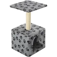 Syfax Arbre à chat avec griffoirs en sisal 55 cm Gris Motif de pattes