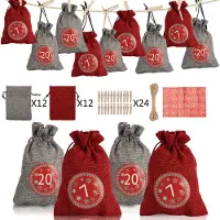 Wolketon Calendrier de l'Avent Sacs en tissu à remplir Calendrier de Noël Jouets en forme de sac