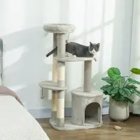 SUCCESS COURIER Arbre à chat 114 cm Tour pour chat avec grotte et plate-forme pour chats de taille moyenne - Stable, compact et idéal pour les petits appartements