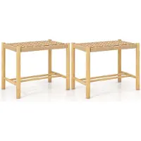 Northix Ensemble de tabourets de salle à manger, structure en bois d'hévéa et assise en papier tressé, 56 x 36 x 45 cm