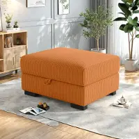 UnboxG Tabouret Orange Cord avec espace de rangement – repose-pieds / banc avec rangement, meuble rembourré moderne pour salon et chambre à coucher
