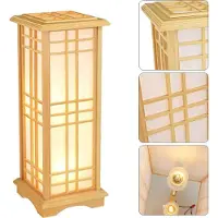 StarTech.com Lampadaire de style chinois - Lampadaire LED - pin de combat, abat-jour en Fourrure artificielle, 2× LED incluses, prise UE, 24×24×60 cm - bois/blanc