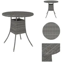 vidaXL Table de jardin grise 70x70x73 cm en polyrotin - Tables de jardin