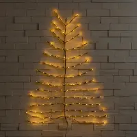 Spetebo Arbre de Noël mural à LED pour l'extérieur avec fiche d'alimentation - 136 LED - Arbre mural 120 x 100 cm illuminé en blanc chaud