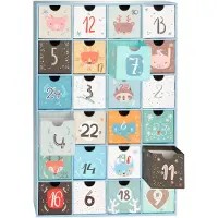 Ed Brubaker Calendrier de l'Avent à remplir - Noël animal bleu - Calendrier de Noël DIY avec 24 portes pour des bons d'achat, des friandises