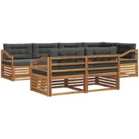 vidaXL Ensemble de canapés d'extérieur avec coussins 7 pièces Nature et Anthracite