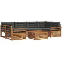vidaXL Ensemble de canapés d'extérieur avec coussins 7 pièces Nature et Anthracite