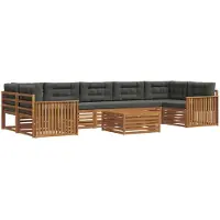 vidaXL Ensemble de salon de jardin 8 pièces, couleurs : naturel et anthracite