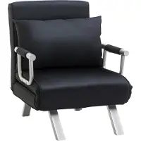 SUGIFT Canapé-lit 3-en-1, fauteuil convertible, lit d'appoint réglable, revêtement en daim, structure métallique, noir | 65 x 69 x 80 cm | 5 positions | finition thermolaquée