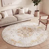 FRAAI Tapis rond vintage | Lago Jaune | Ø 280cm | Jaune | Rond | Tapis