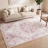 FRAAI Tapis vintage - Lago Rouge/Rose | 140x200 cm | Rectangulaire | Tissage plat