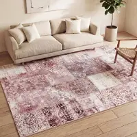 FRAAI Tapis patchwork | Lago Rouge/Rose | 270x370cm | Rose | Rectangulaire | Tapis