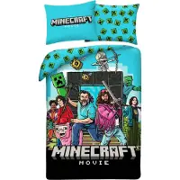 Halantex SP. z.o.o. Housse de couette Minecraft A Minecraft Movie - 140 x 200 cm - 70 x 90 cm - Polyester