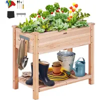Vevor Jardinière 86x46x76 cm Lit de Jardin Surélevé en Bois de Sapin Bac de Plantation avec Pieds pour Cultiver Fleurs Végétaux Herbes Plantes Grasses dans Jardin Terrasse Patio Balcon Couleur Bois