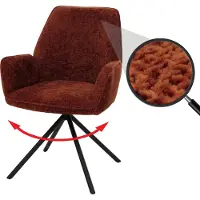 Mendler Chaise de salle à manger HWC-G67, chaise de cuisine avec accoudoirs, pivotante, position automatique, chenille Oeko-Tex MVG rouge