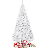 Northix Sapin de Noël artificiel avec support en métal, 210 cm, blanc