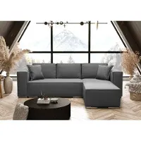 AX Living Gris Canapé d'angle avec fonction sommeil Vinoria Forme en L 255 cm Droite
