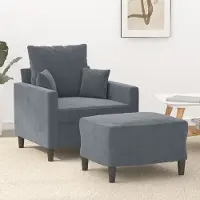Prolenta Maison Exclusive - Fauteuil avec repose-pieds, gris foncé, 60 cm, velours