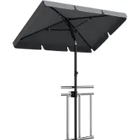 StarTech.com Parasol d'extérieur - Parasol rectangulaire - UPF 50+ - Hauteur réglable, mât télescopique - Piquet de fixation au sol - Polyester enduit de PA, armature en fer - Gris