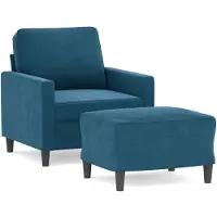 Syfax Fauteuil avec repose-pied Bleu 60 cm Velours