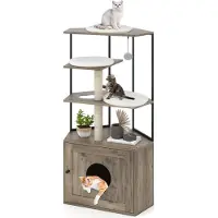Northix Arbre à chat avec meuble à litière, poteaux à griffer et coussins