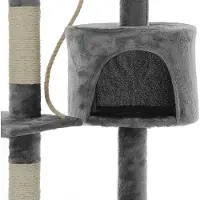 B2X Cat Scratching Post with 3 Decks and Cave, Light Grey