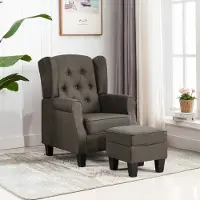 Prolenta Maison Exclusive - Fauteuil avec repose-pieds en tissu taupe