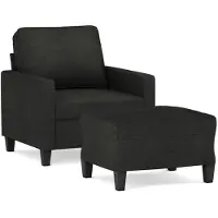 Syfax Fauteuil avec repose-pied Noir 60 cm Tissu