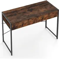 Northix Bureau d'ordinateur compact avec 2 tiroirs, marron rustique
