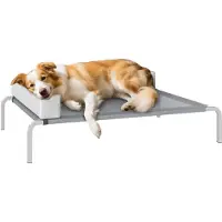 PawHut Lit pour chien d'extérieur , lit surélevé pour chiens de taille moyenne, gris clair