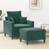 Prolenta Maison Exclusive - Fauteuil avec repose-pieds, vert foncé, 60 cm, velours