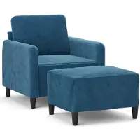 Syfax Fauteuil avec repose-pied Bleu 60 cm Velours