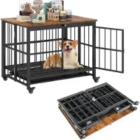 Northix Cage pliable pour chien avec roulettes et plateau amovible
