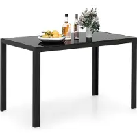 Northix Table à manger pour 4 personnes, plateau en verre, structure en métal noir, 120 x 70 x 75 cm
