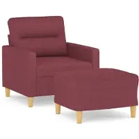 vidaXL Fauteuil avec pouf vin rouge 60 cm Tissu