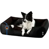 BedDog Lit pour chien LUPI Coussin pour chien lavable,BLACK-FIELD (noir/marron),(XL) ca. 100x85x23cm