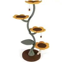 Northix Arbre à chat avec 5 plateformes en forme de fleurs et de feuilles, 175 cm