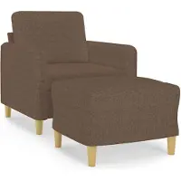 vidaXL Fauteuil avec pouf Marron 60 cm Tissu
