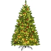 Northix Sapin de Noël artificiel de 135 cm avec lumières LED et support en métal