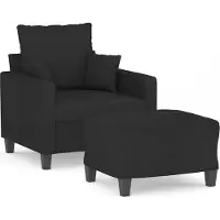 Syfax Fauteuil avec repose-pied Noir 60 cm Tissu