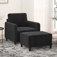 Prolenta Maison Exclusive - Fauteuil avec repose-pieds noir 60 cm, velours