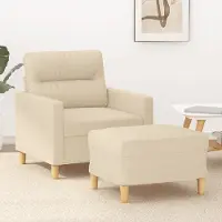 Prolenta Maison Exclusive - Fauteuil avec repose-pieds, couleur crème, 60 cm, tissu