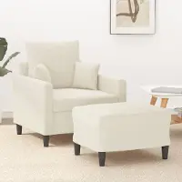 Prolenta Maison Exclusive - Fauteuil avec repose-pieds, couleur crème, 60 cm, velours
