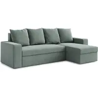 AX Living Canapé d'angle Petit Climpy 242cm - Élégance fonctionnelle en vert sauge